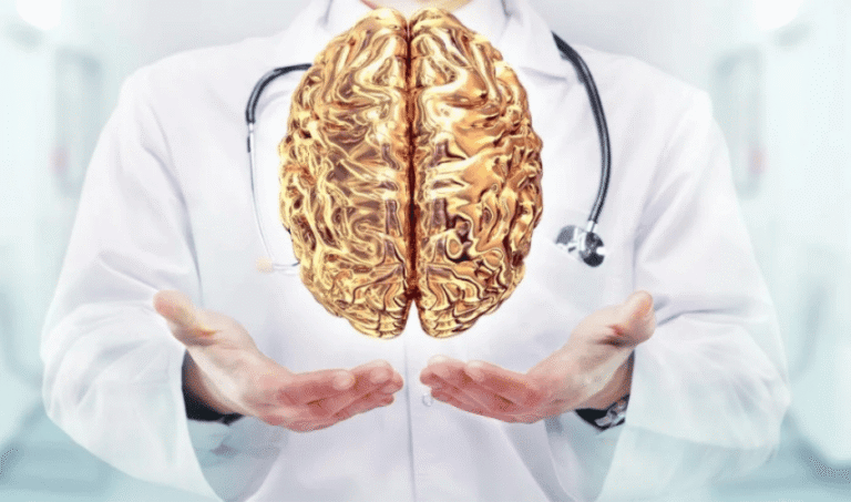 Doctor holding brain model illustrating BDNF neuroplasticity and brain health at CNS Brain Center in Chicago